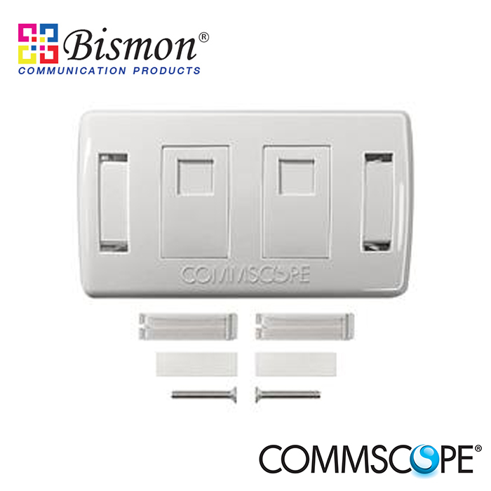 Commscope-Face-Plate-Kits-Shutter-Decorator-Standard-2-Port-White